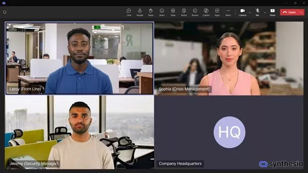 Simluated Teams video conference call