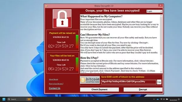 Simulated ransomware screenshot